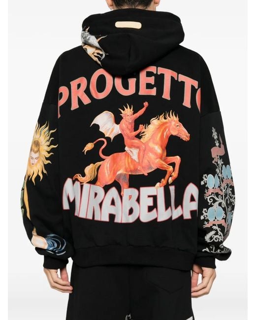 PDF Black Graphic-Print Hoodie for men