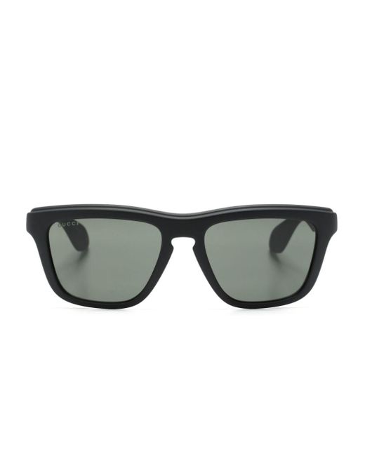 Gucci Gray Perforated-logo Square-frame Sunglasses for men