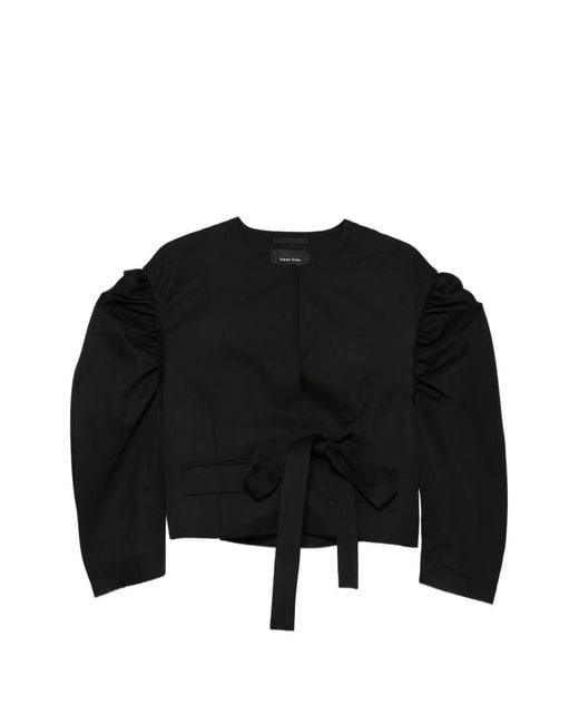 Simone Rocha Black Puffed-Sleeve Tie Jacket