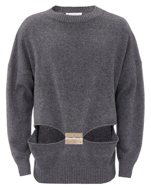 J.W. Anderson Gray Hinge-Embellished Cut-Out Jumper