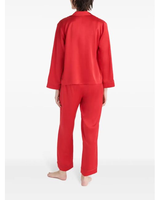 Eres Red Silk Cuban Collar Shirt