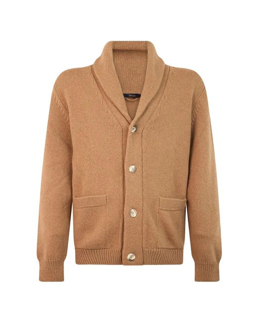 Herno Brown Shawl-Collar Cashmere Cardigan for men
