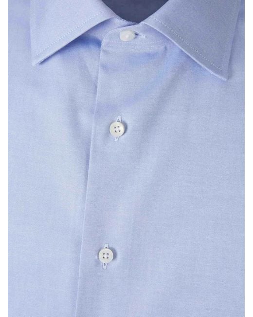 Canali Blue Spread-Collar Button-Down Shirt for men