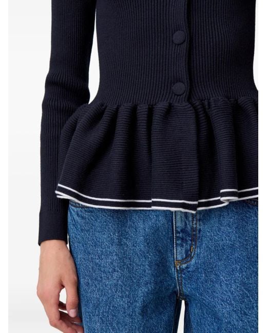 Claudie Pierlot Ribgebreid Peplum Vest in het Black