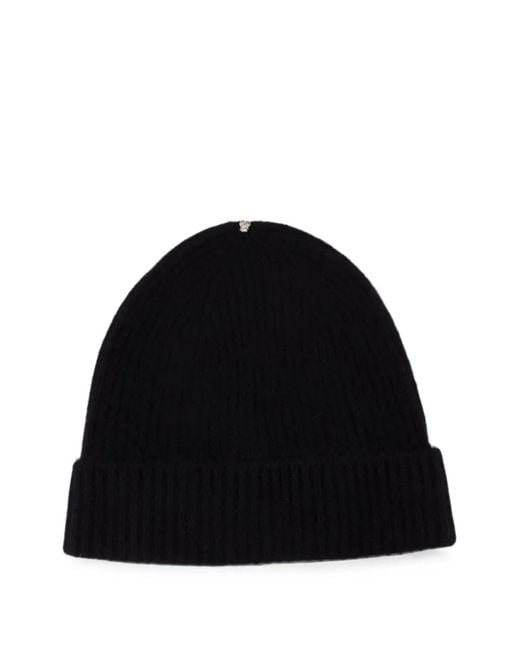 Zadig & Voltaire Black Beny Ribbed-Knit Beanie Hat