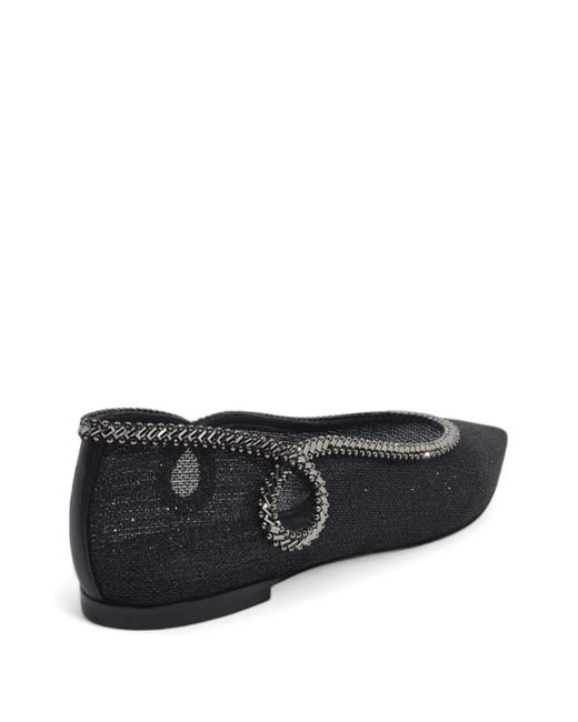 Casadei White Josephine Chain-Trim Pointed-Toe Ballet Flats