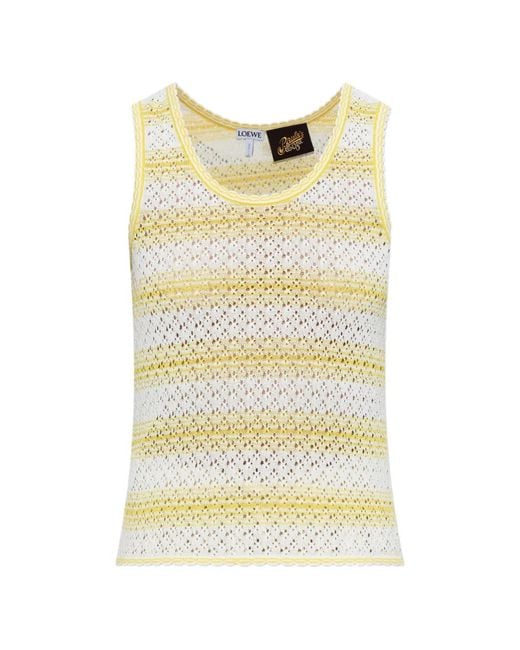 Loewe Yellow Striped Open-Knit Tank Top