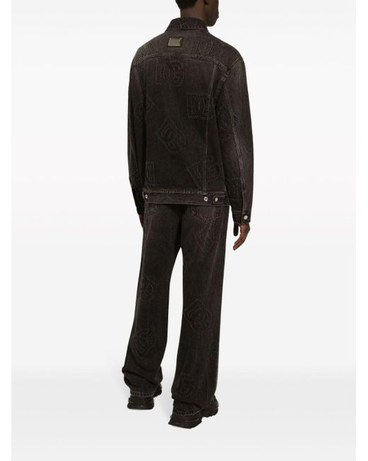 Dolce & Gabbana Black Logo-embroidered Straight-leg Jeans for men