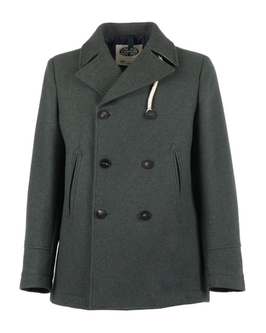 Camplin Black Double-Breasted Wool Coat for men