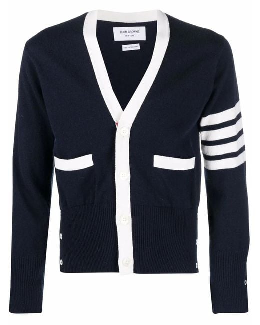 Thom Browne Blue 4-Bar Cashmere Cardigan for men
