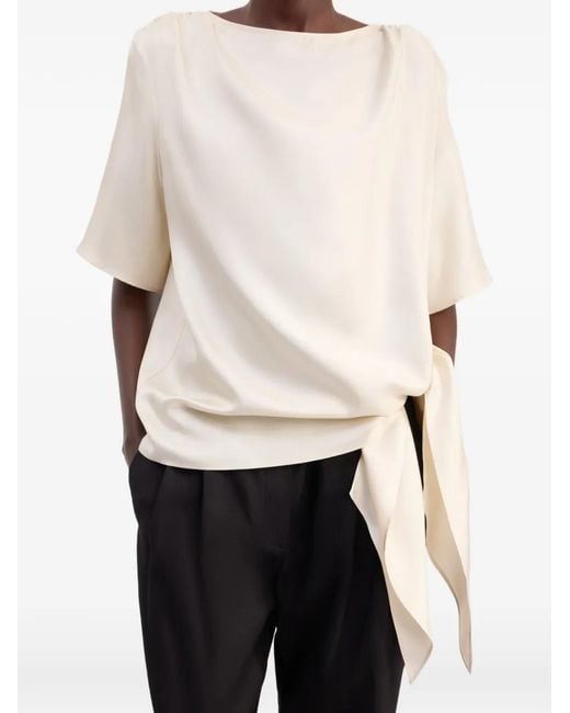 Loulou de Saison White Mano Asymmetric Knotted Top
