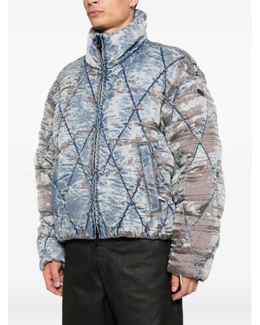 DIESEL Blue W-Kons Down Jacket With Distressed Effect for men