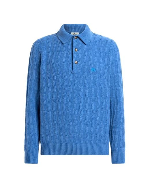 Etro Blue Polo-Style Sweater for men