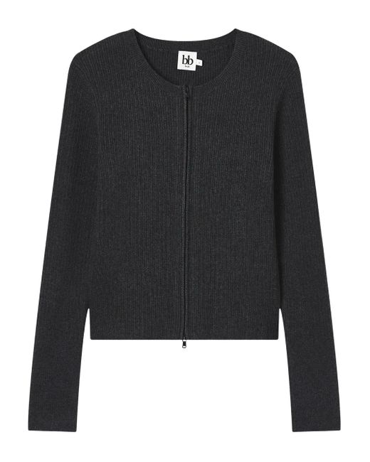B+ AB リブ カーディガン Black