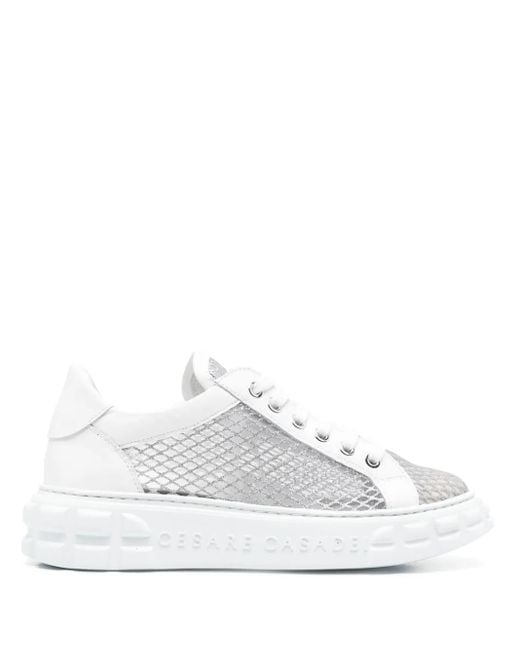 Casadei White Lace-Up Sneakers