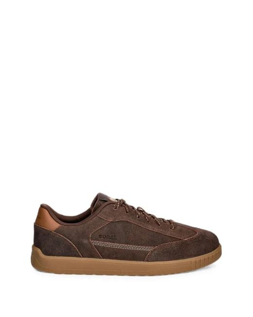 Sorel Brown Suede Contrast-Stitching Sneakers for men