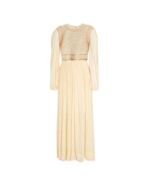 Zimmermann White Crochet-Paneled Georgette Maxi Dress