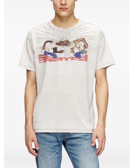DIESEL White T-Norm-T15 Graphic Print T-Shirt for men