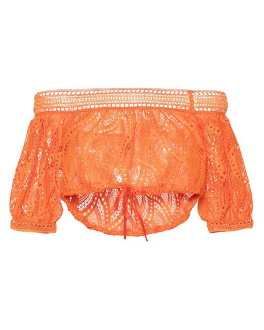 Ermanno Scervino Orange Open-knit Crop Top