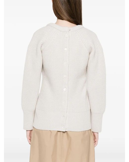 Carven White V-Neck Sweater