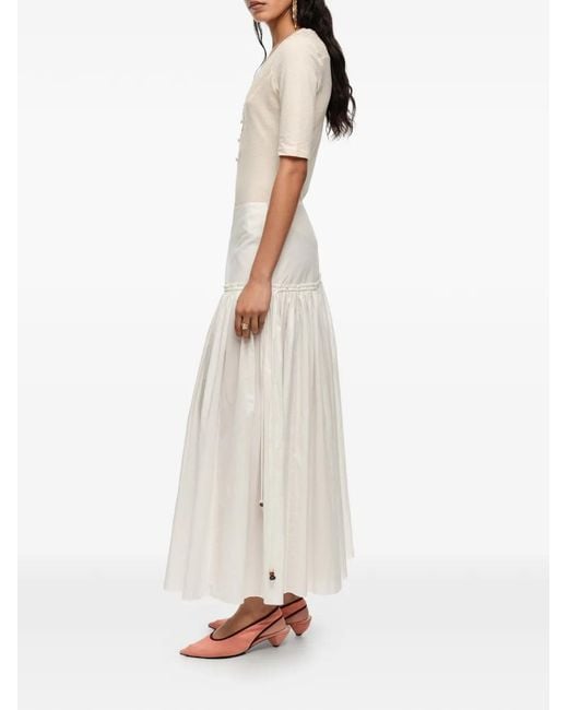 Bimba Y Lola White Midi Gathered Cotton Skirt