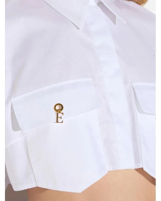 Elisabetta Franchi White Shirt With Pockets And Cufflinks