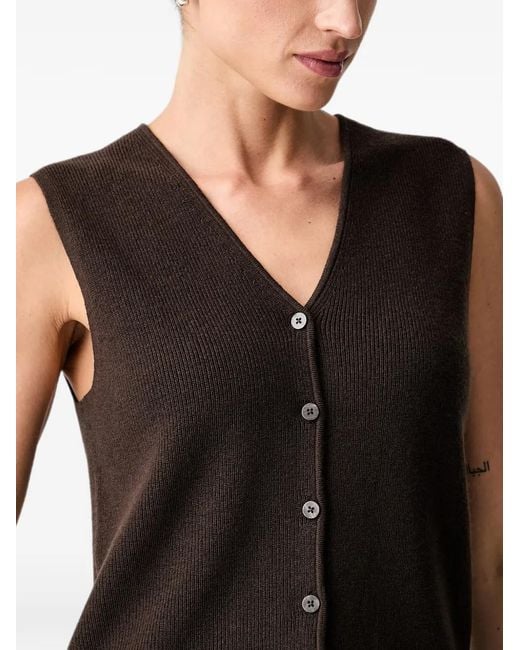 Marc O' Polo Black Ribbed-Knit V-Neck Top