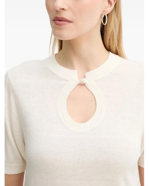 By Malene Birger キーホールネック ショートスリーブ ニットtシャツ White