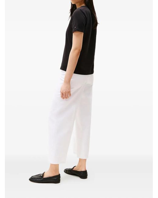 Tommy Hilfiger Black Embroidered-Logo Cotton T-Shirt