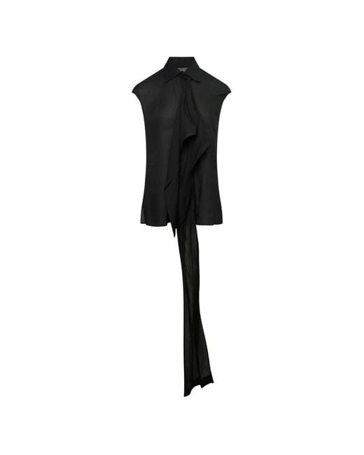 Yohji Yamamoto Black Draped-Stole Sleeveless Shirt