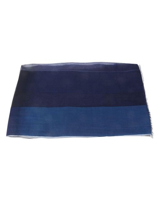 Faliero Sarti Blue Gestreifter Schal aus Seide