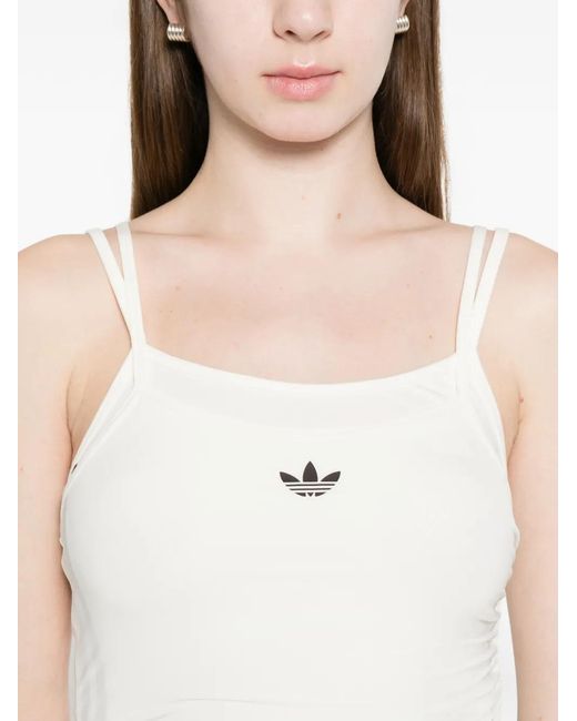 Adidas White Double Strap Logo Tank Top