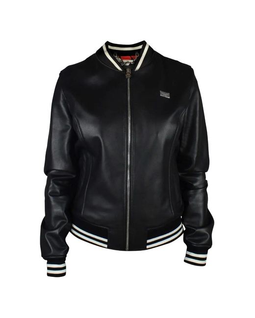 Philipp Plein Black Logo Detail Bomber Jacket
