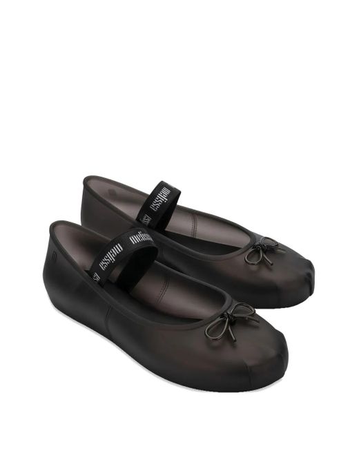 Melissa Black Sophie Fem Bow-Detail Ballet Flats