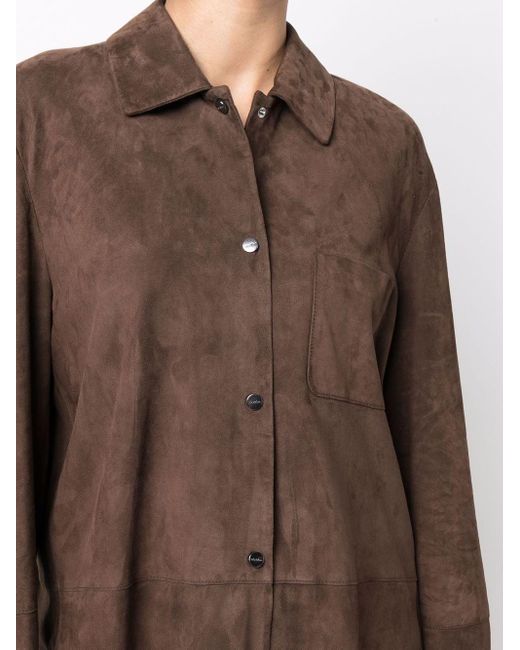 Max Mara Brown Long-sleeve Textured Shirt