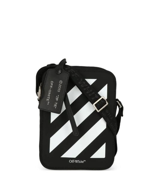 Off-White c/o Virgil Abloh Black Zip Tie Diagonals Logo-Print Shoulder Bag for men