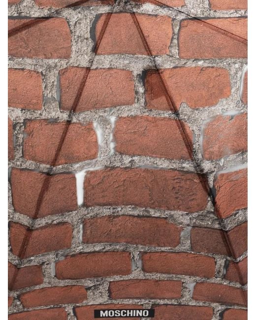 Moschino Brown Brick-Print Umbrella