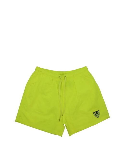HTC Green Logo-Patch Drawstring Swim Shorts for men