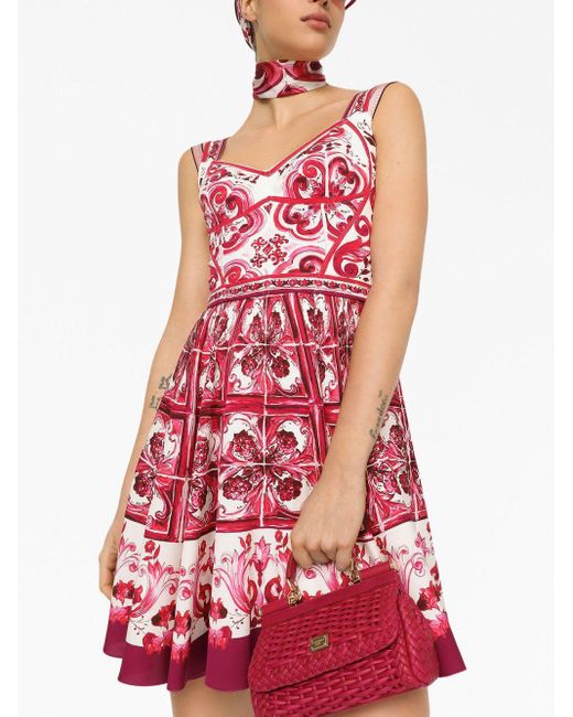 Vestido sin mangas con estampado gráfico Dolce & Gabbana de color Red