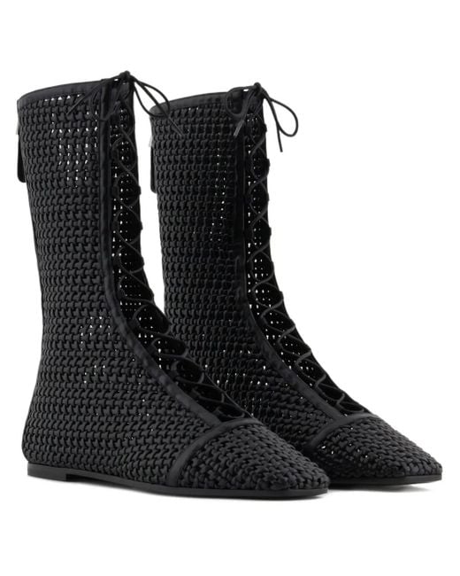 Emporio Armani Black Wedge-Stiefel mit Schnürung