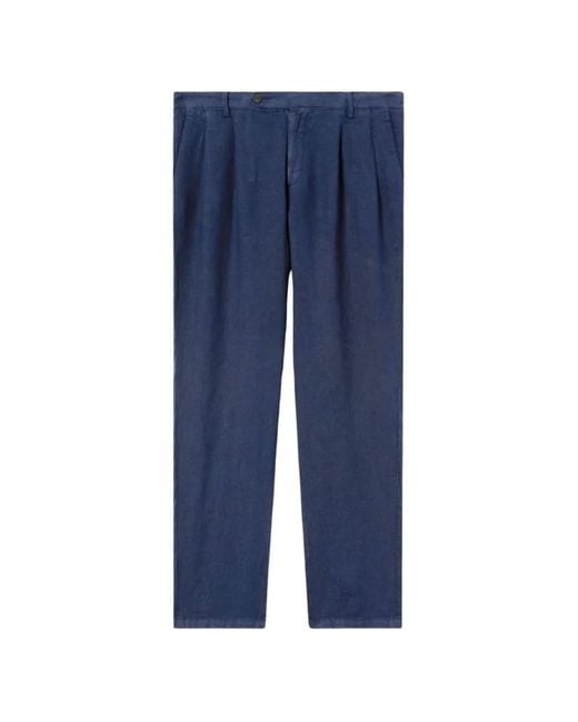 Mc2 Saint Barth Blue Havier Pleated Tailored Trousers for men