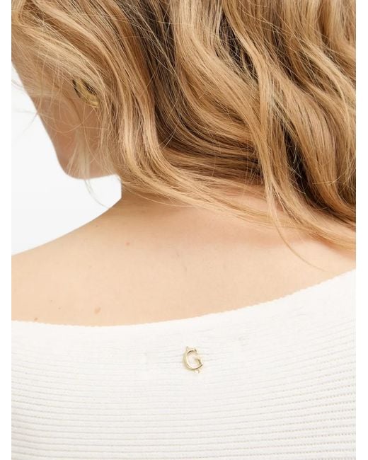 Guess Natural Button-Embellished Ribbed Sweater