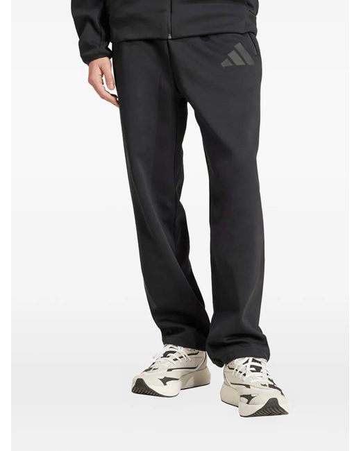 Adidas Black Z.N.E.Logo-Print Track Pants for men