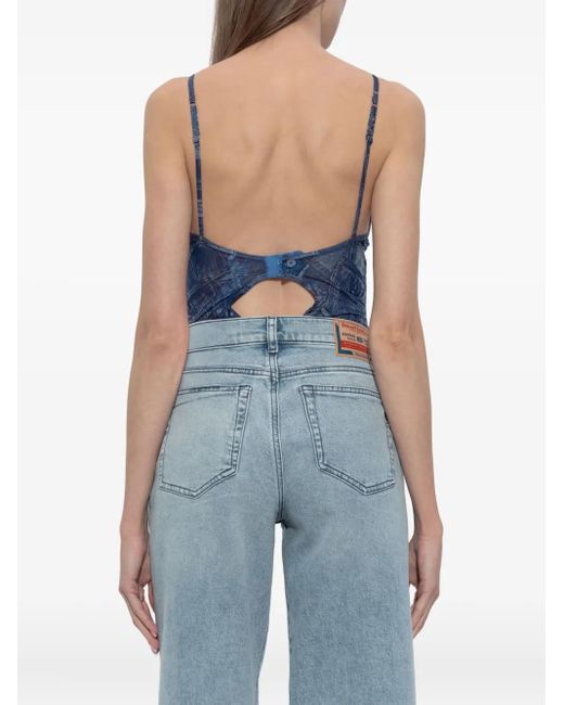DIESEL Blue Denim-Effect Bodysuit