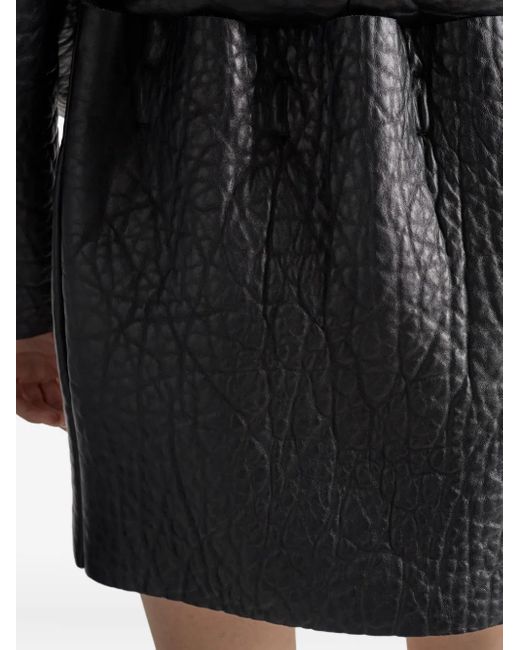 Prada Black Mini Textured-Leather Skirt