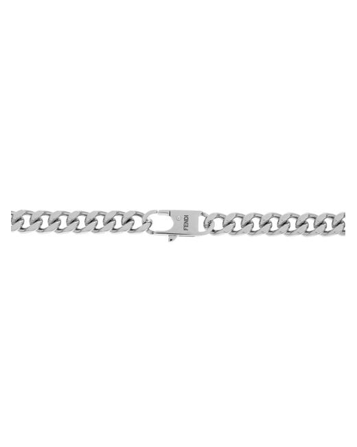 Fendi White Curb-Chain Necklace for men