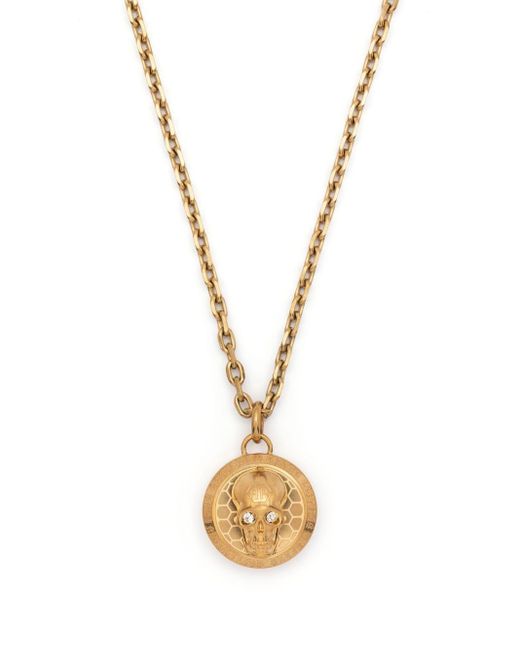 Philipp Plein Metallic Logo-pendant Skull Necklace for men