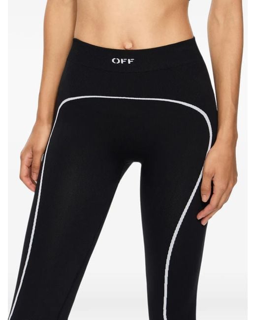 Off-White c/o Virgil Abloh Black Logo-Print Panelled Leggings