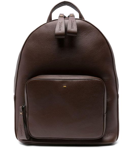 Doucal's Brown Grained-leather Backpack for men