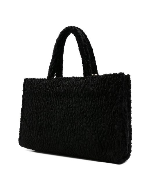 La Milanesa Black Textured-Effect Tote Bag
